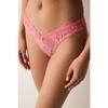 Розовые бразильские трусики Bella V-образной формы с вышивкой