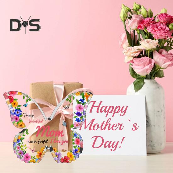 Акриловое украшение в виде бабочки. Подарок маме от дочери или сына. Прозрачное настольное украшение на День матери. Подарок на День святого Валентина.