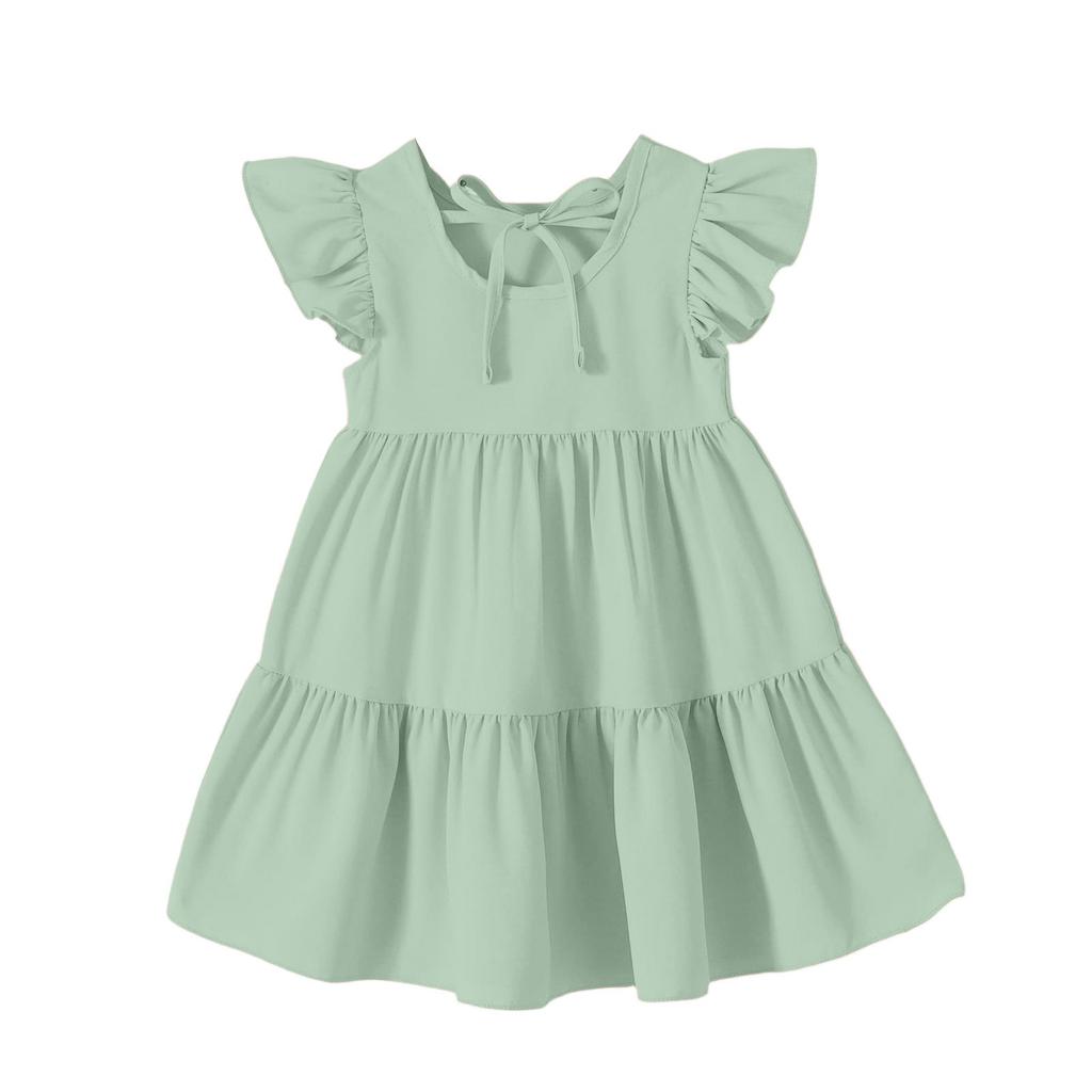 Юбка для девочек с короткими рукавами, однотонная юбка принцессы с развевающимися рукавами