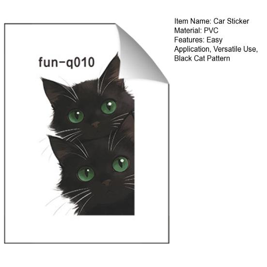 Car Sticker, Waterproof PVC Self-adhesive No Trace Auto Decal, Black Cat Pattern Funny Sticker for Windows Mirrors Trunks Car Accessories