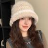 55cm To 59cm Head Circumference Fuzzy Fleece Bucket Hat Polyester Cold Proof Basin Hat  For Women
