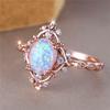 Роскошное женское помолвочное кольцо с белым огненным опалом, модного цвета розового золота, свадебное украшение для невесты, подарок для женщин