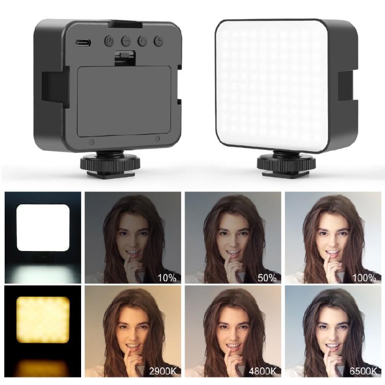 Фотостудийная лампа 100 светодиодов, питание от 2 батарей AA / USB-C, 240 лм, яркое студийное освещение для DSLR-камер и видеосъемки
