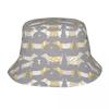 Hot Summer Headwear Dachshund Dog Grey Stuff Bucket Hat Street Unisex Sun Hat Bob Lightweight Fishing Cap Camping