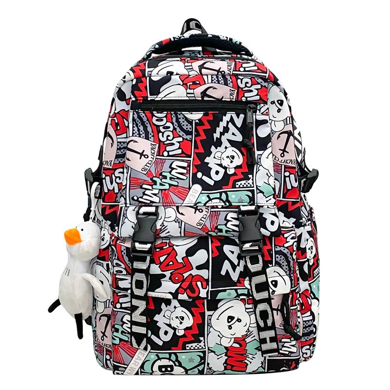 Middle School Student Schoolbag Women Cartoon Print Backpack Men Large Capacity Backpack