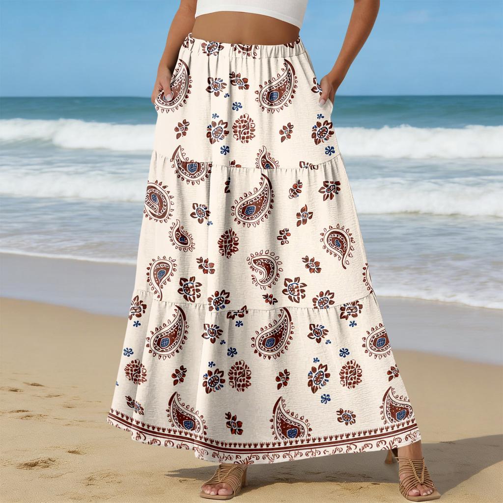 Женская Повседневная Юбка А-силуэта с Высокой Талией и Шнурком Цветная Юбка С Карманами