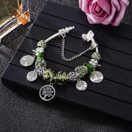 Браслет удачи, глазурованное дерево жизни, зеленый искусственный кристалл, винтажный браслет своими руками, многоцветный браслет в этническом стиле для покупок, работы, вечеринки, свиданий