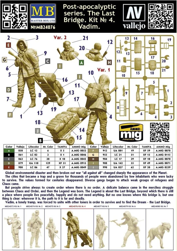 Master Box 1/24 Scale Model Kit MB24076: "The Last Bridge" (Vadem) with Cart, Post-Final War Series 4