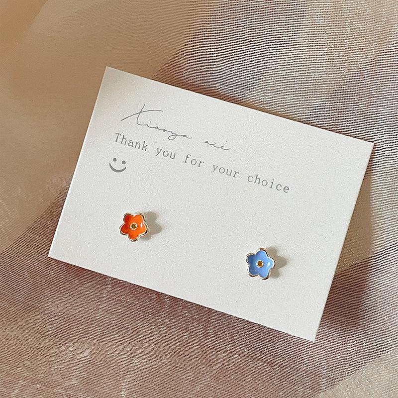 Small Contrasting Color Color Flower Stud Earrings Women'S Fresh Personality Fashion Temperament Elegant Trend Versatile Earrings