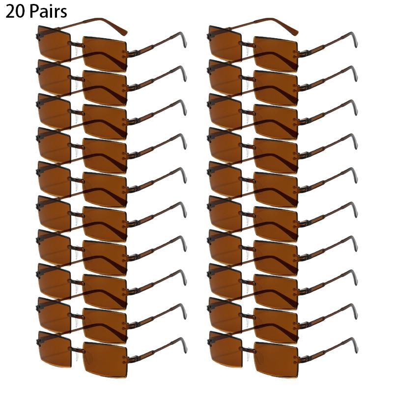 16/20 пар Прямоугольные Солнцезащитные очки Мужские Модные Безободковые Градиентные Многоцветные Пляжные Оттеночные очки Женские Новые Модные Рейв Солнцезащитные очки