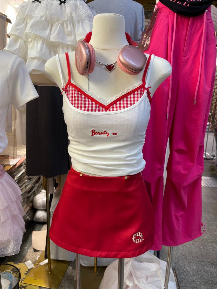 Summer Sexy Slim Sling Sleeveless Set Dress Women Korean Fashion Skinny Plaid Thin Tops Female + Aesthetic Y2k Solid Dresses New