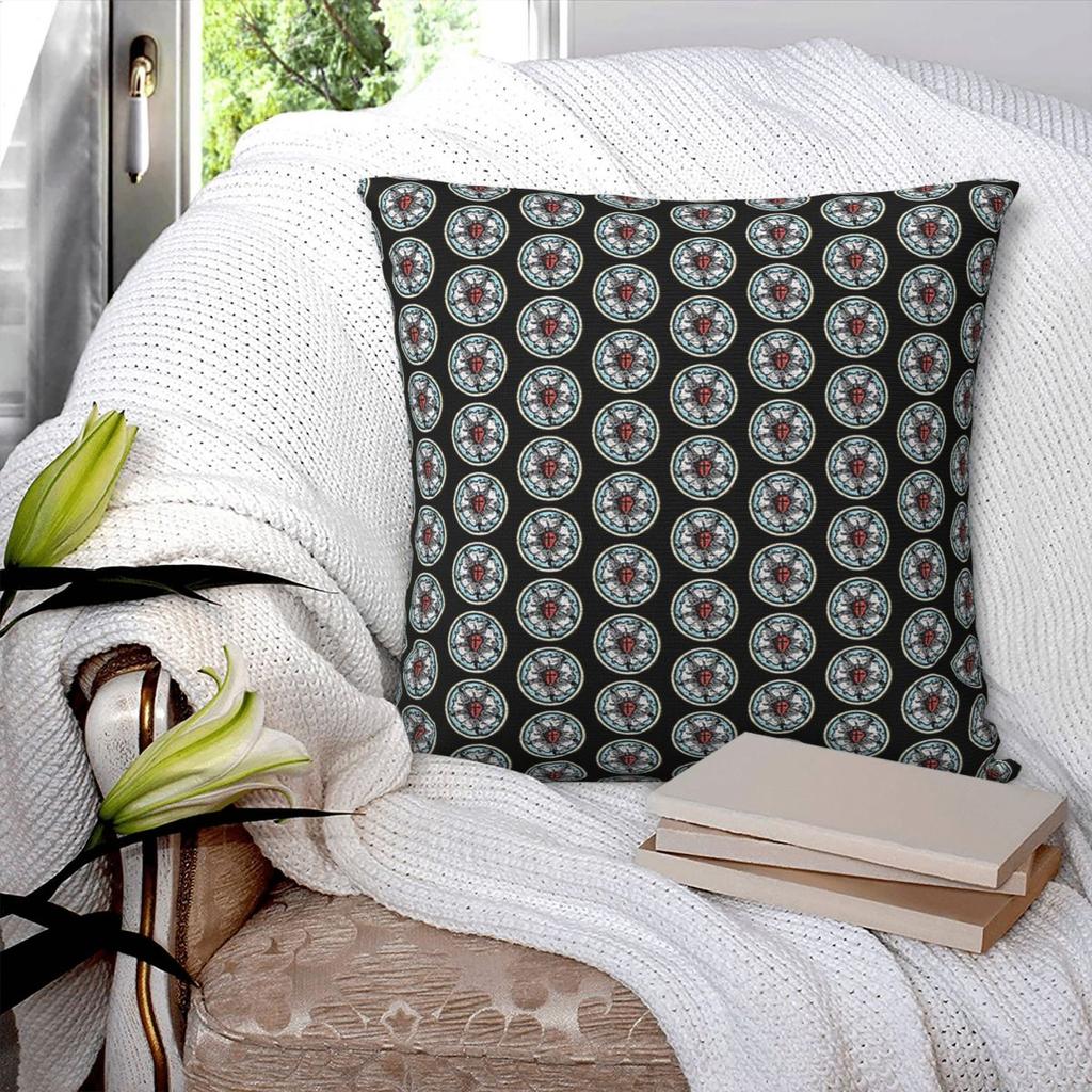 Martin Luther Rose Lutheran Symbol Distressed Chalk  Solas Square Pillowcase Pillow Cover Cushion Comfort Throw Pillow for Home