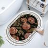 French Retro Oval Diatomaceous Mud Upholstered Toilet Bathroom Absorbent Mat Non-slip Foot Mat Quick Drying Door Mat