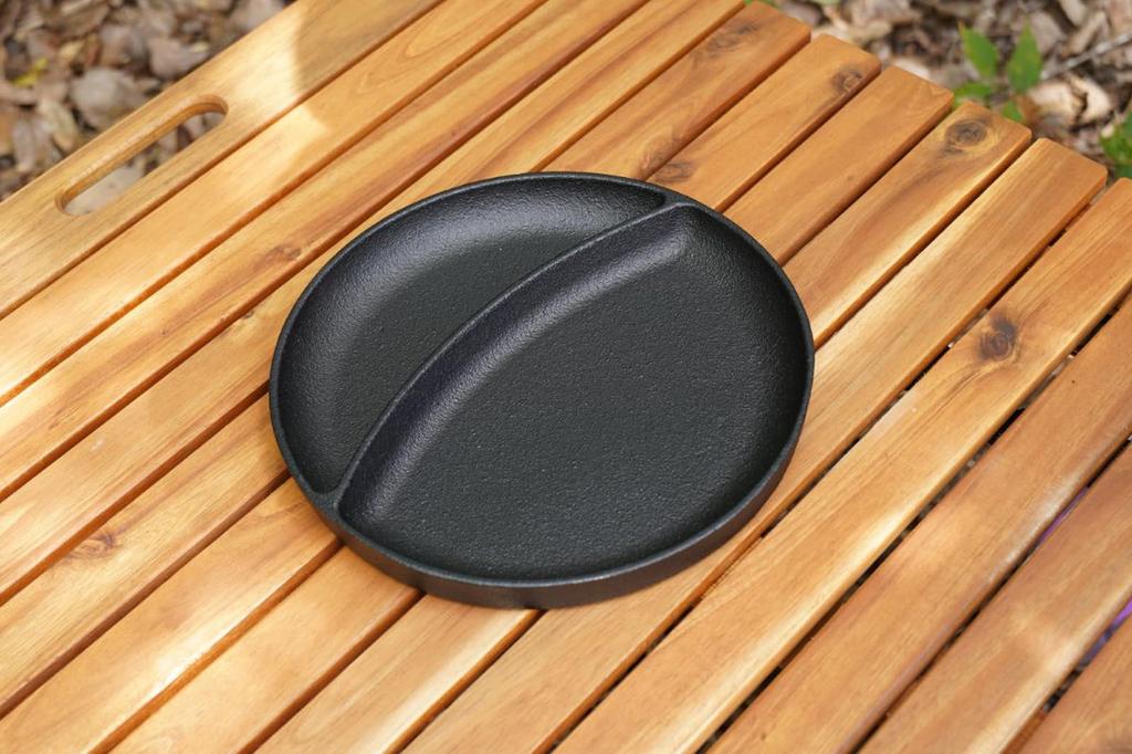 Ikenaga Iron Works Iron Lunch Plate with Wooden Base, IH Compatible, Made in Japan, Item No. 11428