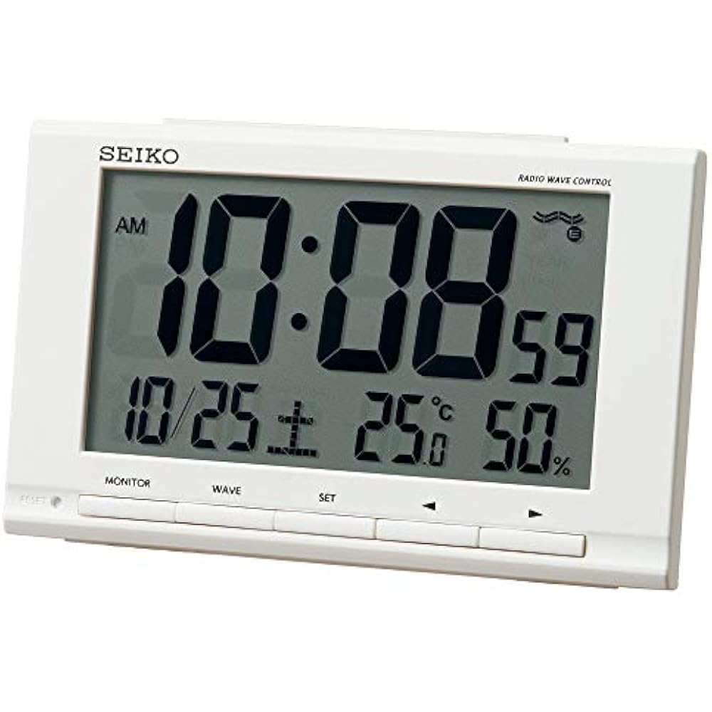 Seiko Часы (Часы Сейко) Настольные часы Белый корпус Размер: 9,1 x 14,8 x 4,7 см Будильник Радиоволна...