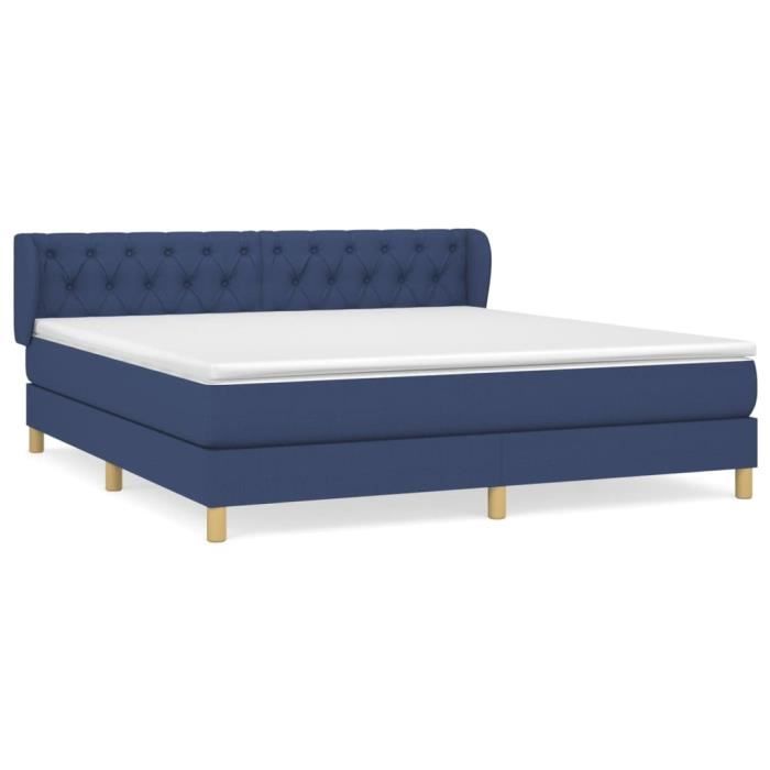 3127059 vidaXL Divan Bed with Mattress Blue 160x200 Cm Fabric