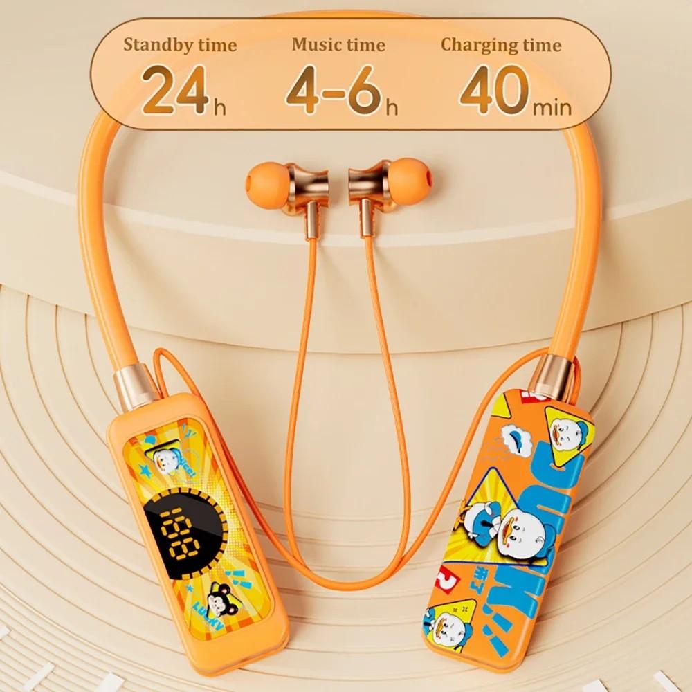 Bluetooth 5.4 Headphones Neckband Earphones Bluetooth Headsets Noise Reduction Earbuds Voice Assistant Ears Back Support TF Play