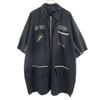 Embroidery Short Sleeve Jacket Black Front Zip Men's Used