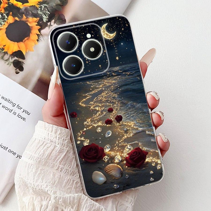 Чехол для Realme C61 C63 Задняя крышка для телефона Realme Narzo N61 N63 Мягкий силиконовый чехол RealmeC61 C 63 Coque Печать с рисунком Кошка Сердце