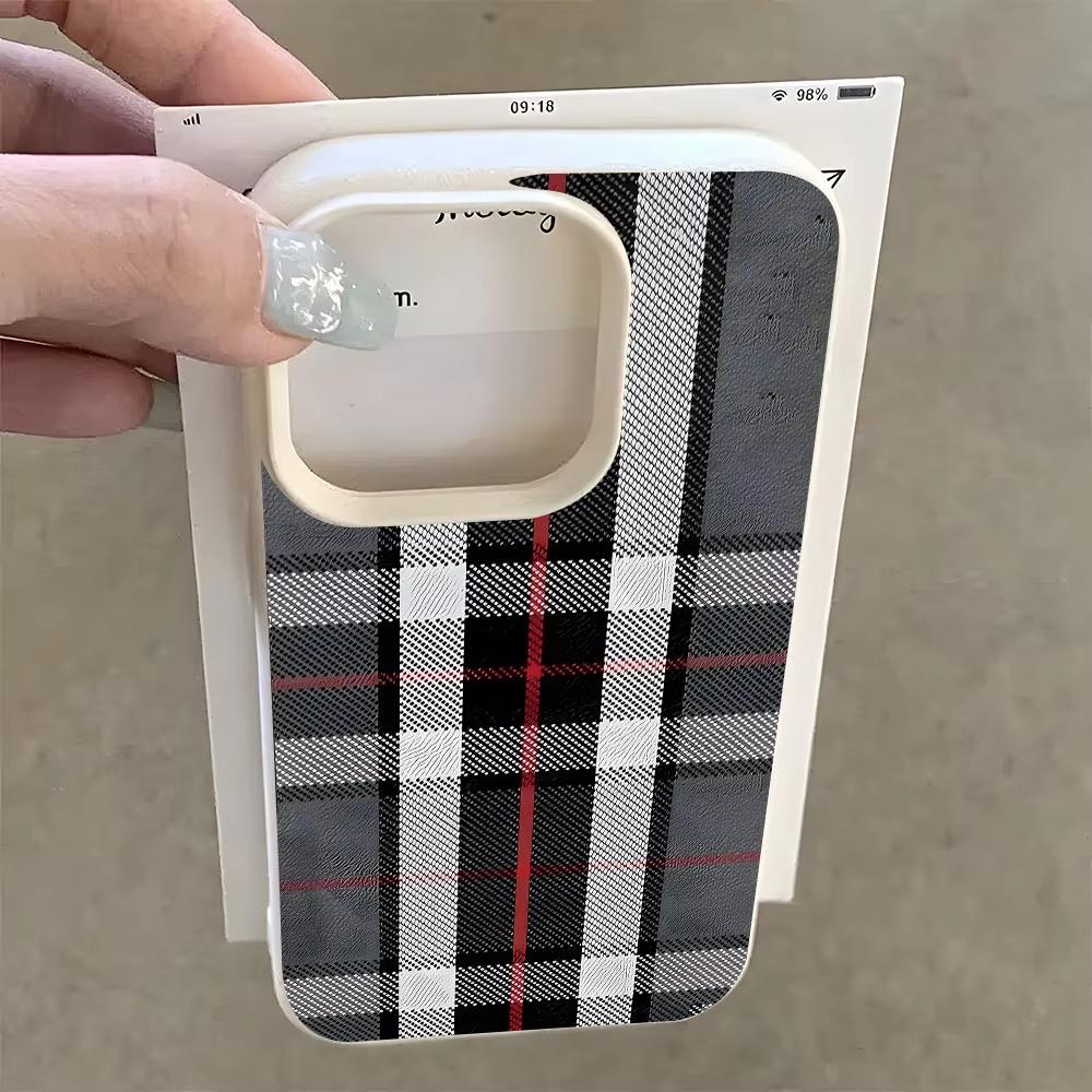 Винтажный клетчатый чехол из мягкого материала с рисунком личи для iPhone 17 16 15 14 13 12 11 Pro Max 14 15 Plus 17 Air X Xs XR, противоударный чехол