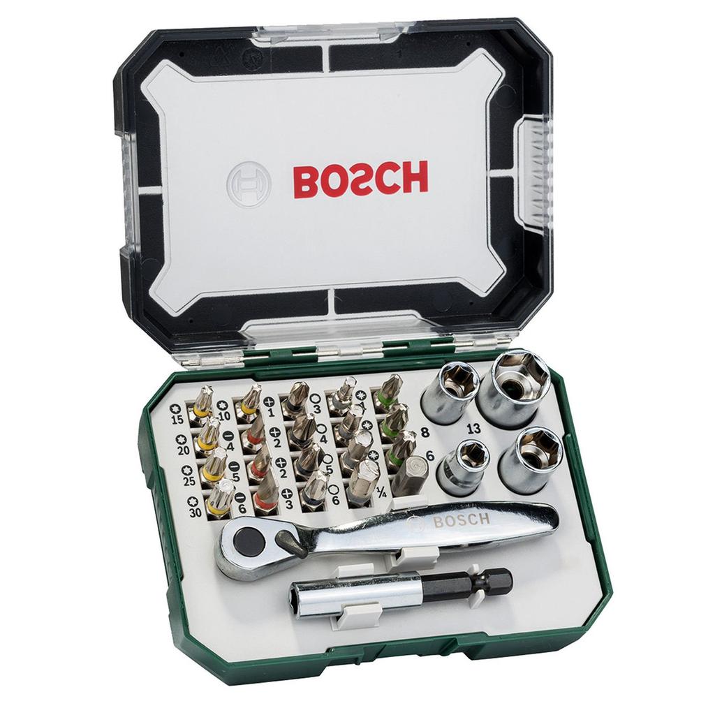 Bosch 2607017322 Трещоточная отвертка с битами 26 шт. (Bosch) Набор,