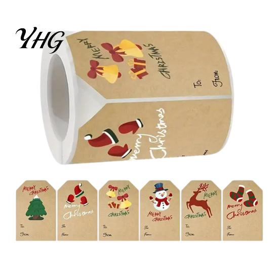 Present Sealing Stickers 250PCS/Roll Christmas Tags, Self Adhesive Labels with Writing Surface, Holiday Envelope Seasonal Packaging for Decorative