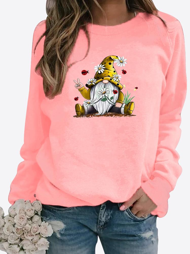 Женская осенне-зимняя плюшевая одежда с принтом, повседневная спортивная одежда, топ с длинными рукавами, футболка, женский свитер с круглым вырезом, пуловер