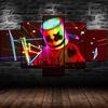 DJ Marshmello Live Concert Music 5 Panel Wall Art Canvas Posters Painting for Living Room Home Decor No Frame