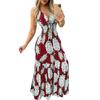 Women Beach Dress Halter Neck V Neck Elastic High Waist Floral Print Loose Sleeveless Soft Breathable Backless Contrast Color Vacation Maxi Dress