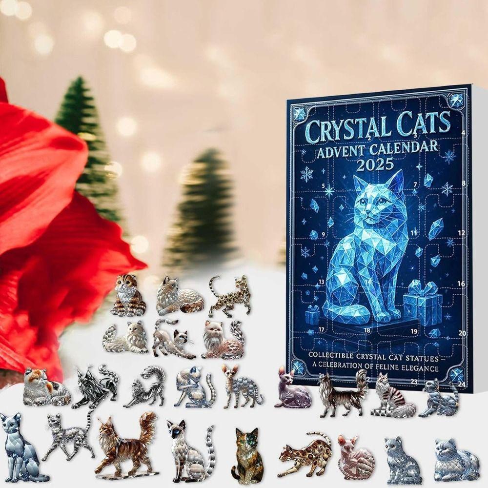 with Mini Kitten Figures Crystal Cat Christmas Advent Calendar Festival Party Supplies