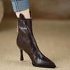 Новый стиль Модные женские ботильоны на высоком каблуке из короткой кожи Женские ботильоны на тонком каблуке с острым носком Женские ботильоны до щиколотки Mujer