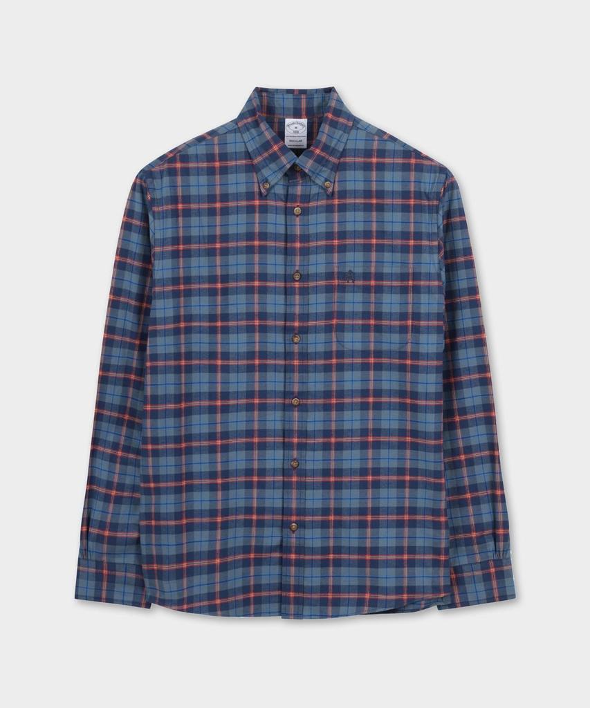 Фланелевая клетчатая рубашка BROOKS BROTHERS (военно-морской флот) (Bbthmff401)