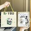 Mug with lid spoon 2025 new female panda cup souvenir ceramic water cup coffee cup