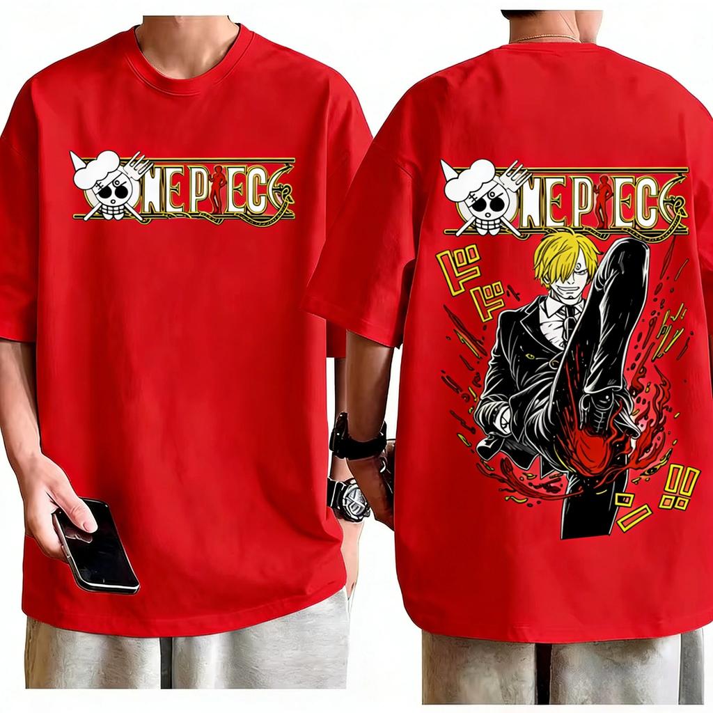One Piece Sanji "Black Leg" Diable Jambe Graphic T-Shirt, Unisex Oversized Streetwear Casual Cotton T-shirt