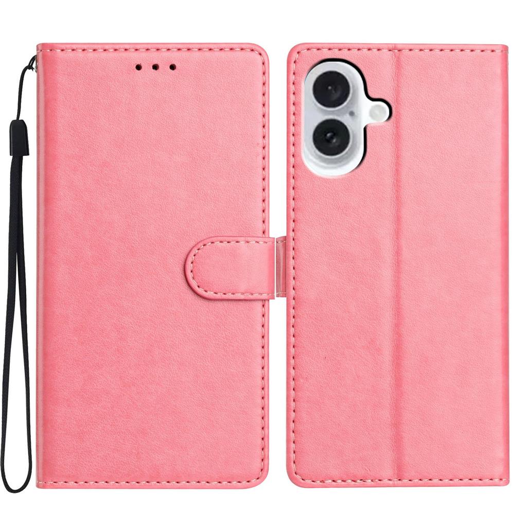 For iPhone 17 Leather Case Wallet Stand Phone Cover with Handy Strap
