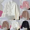 Lapel Long Sleeve Cropped Blazer Double Breasted Solid Color Slim Fit Suit Coat Streetwear