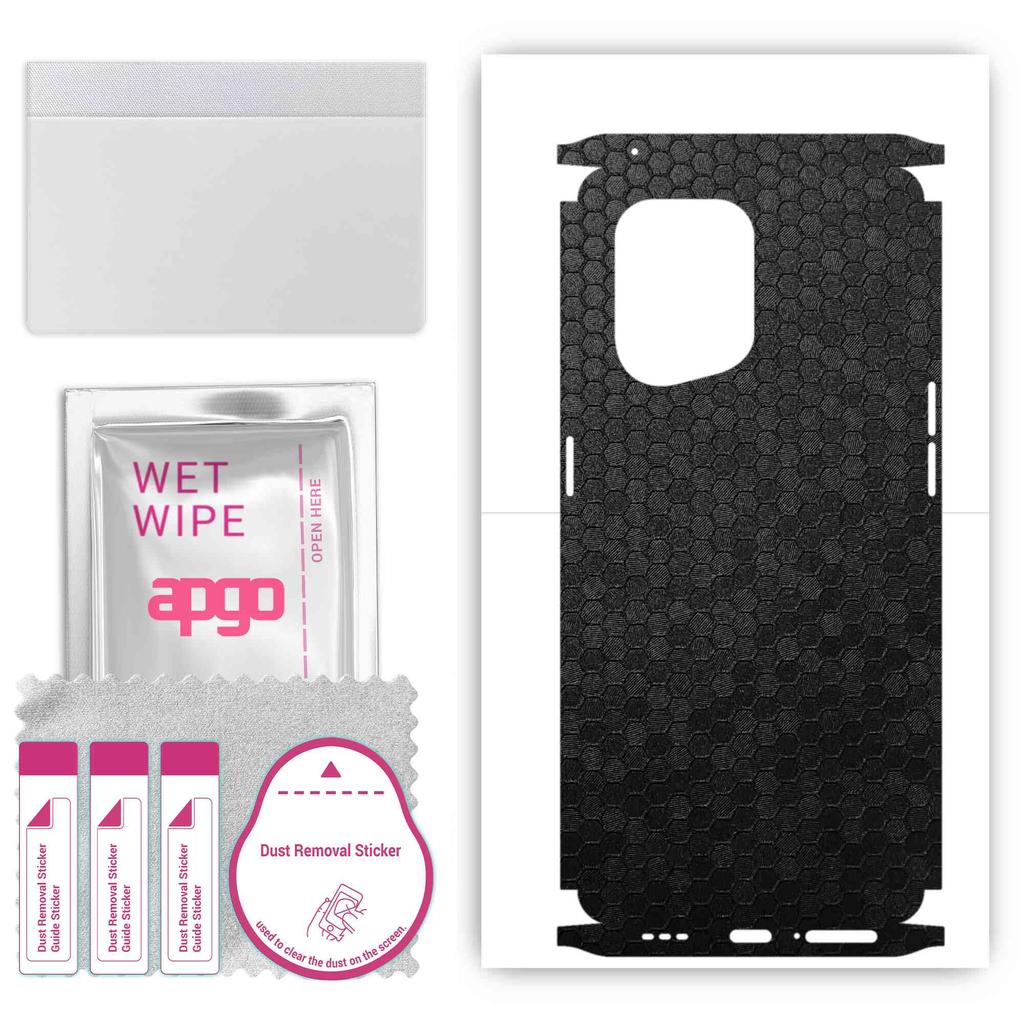 apgo Protective Skin Sticker for the Back+sides Compatible with Oppo Find X5, Full Wrap Film, Foil, Vinyl - Pattern Black Honeycomb