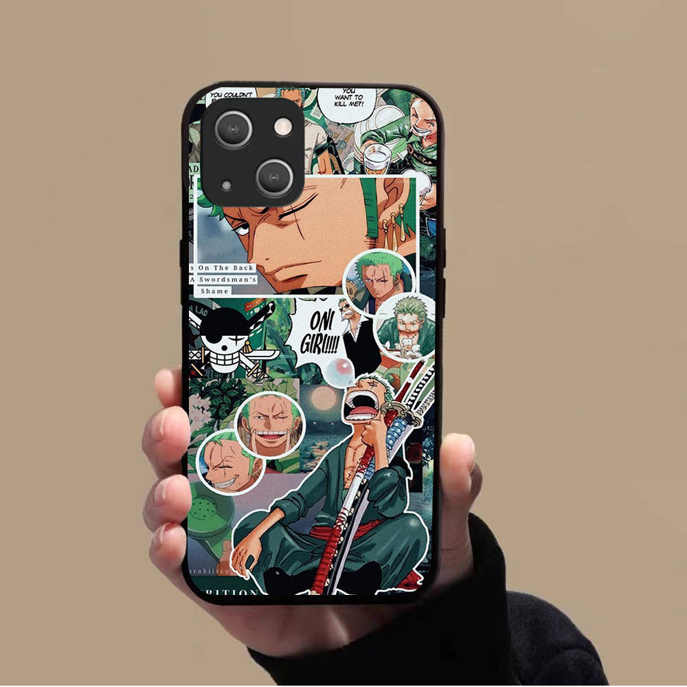 KK-38 One Piece Ace Soft Black Case for iPhone XR 14 15 11 12 13 6 7 8 X XS Pro Max Samsung S22 S23 S21 S24 FE Ultra S8 Plus