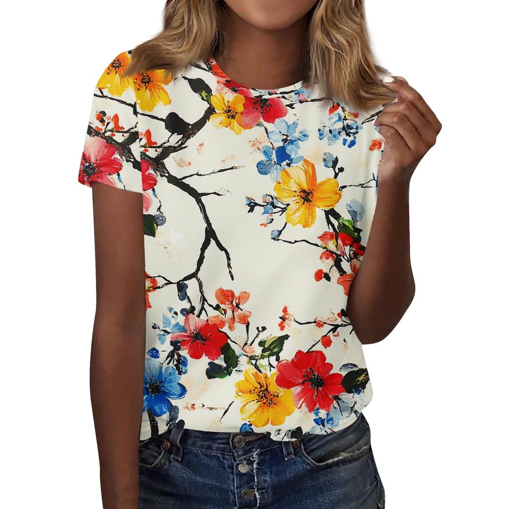 Женская мода повседневная футболка с круглым вырезом и короткими рукавами, топ, футболка, топ