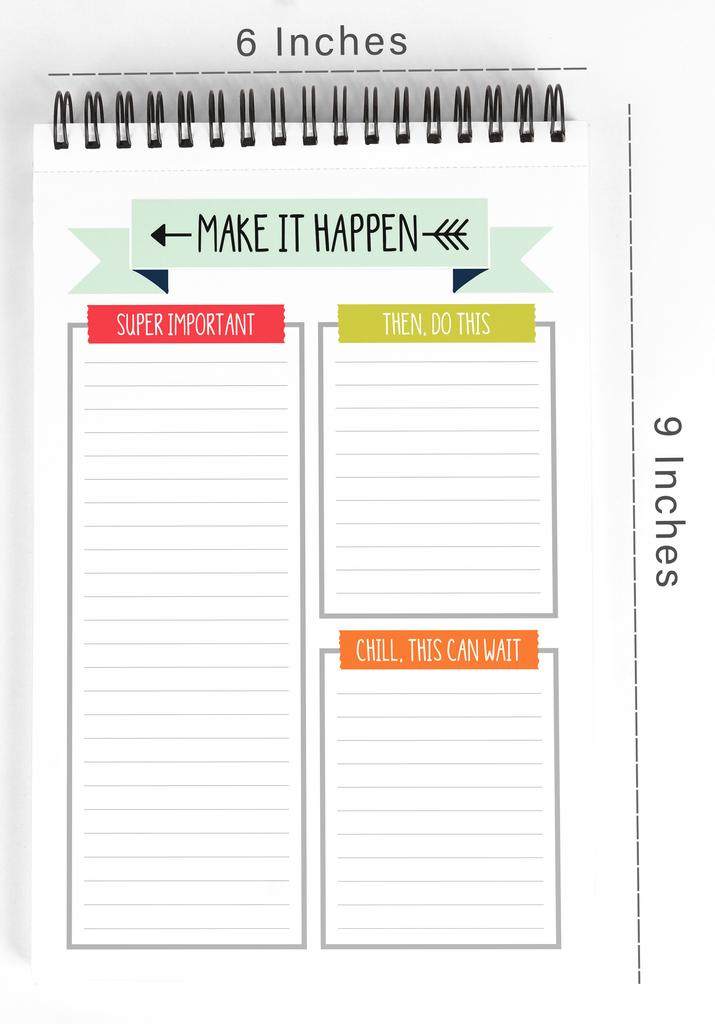 Inkdotpot Блокнот для списка дел – 6” X 9” бумажные канцелярские принадлежности, элегантный блокнот на спирали, ежедневный контрольный список-(50 листов)