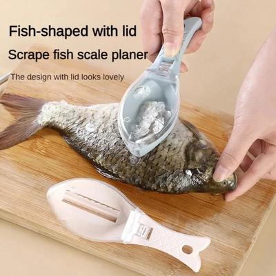 Рыбья чешуя Терки Скребок Инструмент для чистки рыбы Соскребающий чешую Устройство с крышкой Домашняя кухня Кулинария Рыболовный инструмент Резак