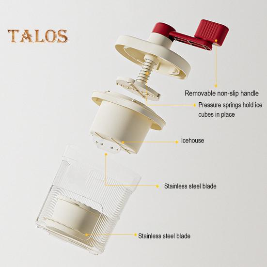 Ручная льдогенераторная установка с лезвиями из нержавеющей стали. Ледогенератор без содержания бисфенола А для домашних киосков. Портативная машина для приготовления льда в форме конуса, защищенная от брызг и пригодная для мытья в посудомоечной машине.