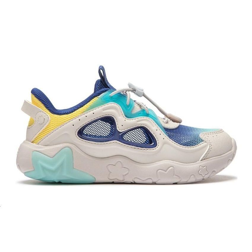 Li Ning Детские универсальные нескользящие амортизирующие низкие повседневные кроссовки Детские повседневные кроссовки Бело-зеленые YKAU018-5