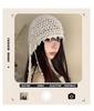 Summer Ethnic Style Knitted Hat with Hollow Pearl Tassel Pendant - Retro Face-Showing Design for Women