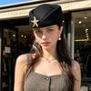Шляпа в ретро-стиле женская шляпа стюардессы в виде морской звезды темпераментная цилиндр высокая мода стиль Хепберн осенняя и зимняя фетровая шляпа