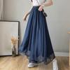 Women's Chiffon Wide Leg Pants Temperament Silky Chiffon Lined Wide Leg Skirt Pants