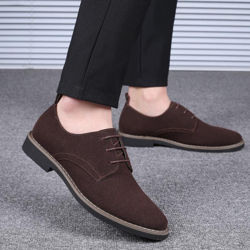 Мужские темно-синие замшевые туфли Оксфорды На шнуровке Низкий каблук Business Casual Формальная обувь Для офиса и повседневной носки