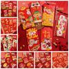 6pcs Chinese Style 2025 Snake Year Red Envelopes Cartoon New Year Money Packets  Graduation