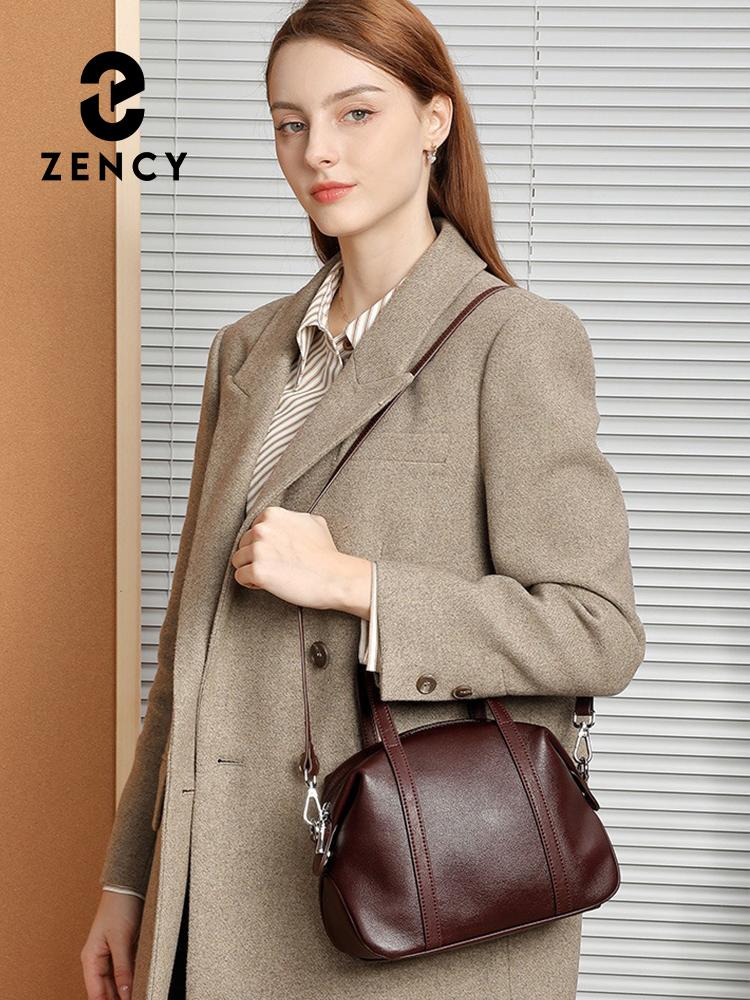 Zency Women's Luxury Solid Color Cowhide Leather Handbag
