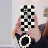 Realme8Pro 5G Mobile Phone Case Smiley Face Retro Nice Simple Black and White Grid Bracelet Bracket